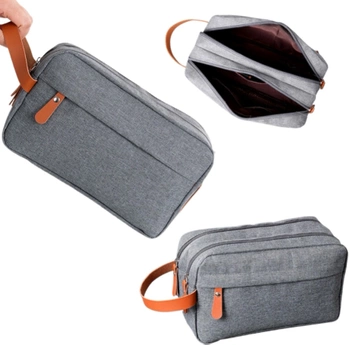 Pánská kosmetická taštička šedé barvy, prostorný cestovní organizér