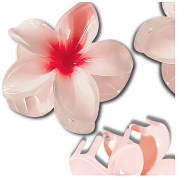 Spona do vlasů s květem Plumeria s růžovou čelistí