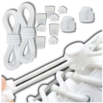 Elastické tkaničky do bot bez vázání se stahovací šňůrkou bílé barvy