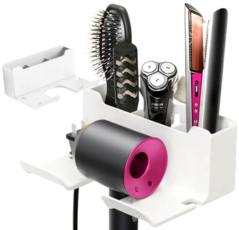 Samolepící držák na fén, bílý organizér