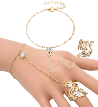 Sada 2v1 elegantní zlatý náramek prsten se zirkony