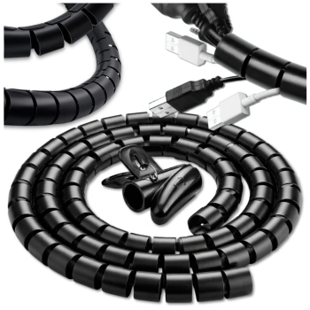 Kryt kabelu, 5m, černá spirála, organizér kabelu