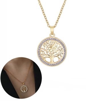 Náhrdelník s přívěskem z chirurgické oceli se stromovými zirkony