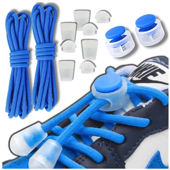 Elastické tkaničky do bot bez vázání se šňůrkou modré barvy