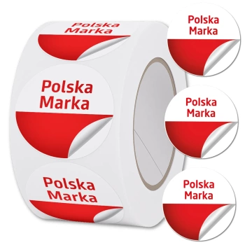 Samolepky na roli 500 ks. Polská značka pro balení produktů
