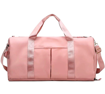 Prostorná, růžová, cestovní tréninková taška do posilovny