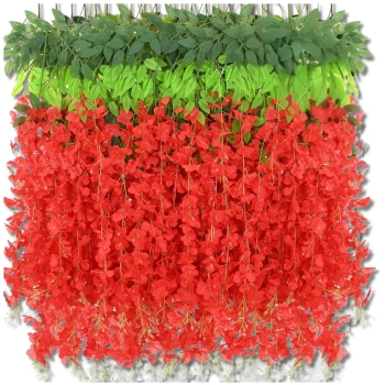 12 kusů vistárie květy vistárie na závěsnou girlandu červená
