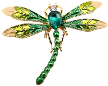 Brož vážka se zirkony, retro hmyz