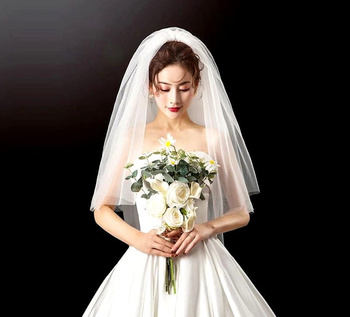 Svatební závoj do vlasů bílý dvojitý tyl 84 cm