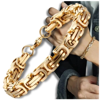 Pánský náramek, chirurgická ocel, pozlacený řetízek