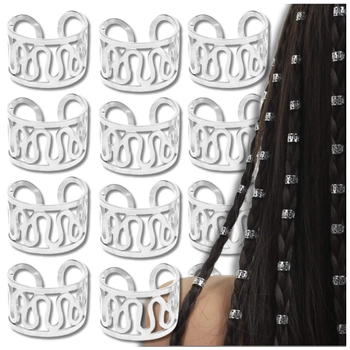 Šperky dreadlock ozdoby do vlasů stříbrné prsteny korálky 40 ks