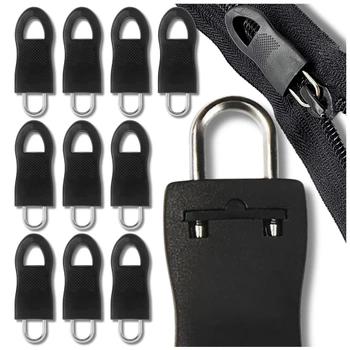 10 ks gumových přívěsků na jezdce zipu, černé