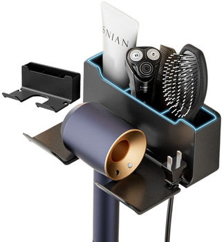 Samolepící držák na fén, černý organizér