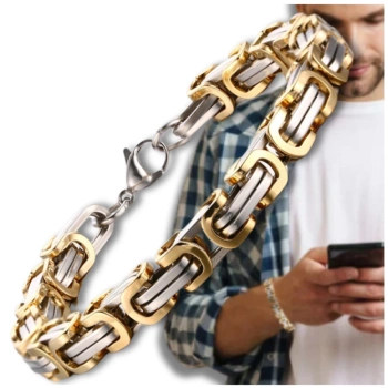 Pánský náramek z chirurgické oceli, zlatý stříbrný brnění