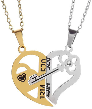 Náhrdelník z chirurgické oceli BEST FRIENDS Srdce klíč