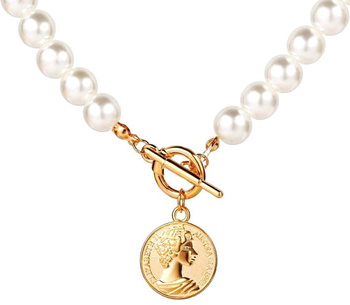 Dámský zlatý řetízkový náhrdelník s perlami