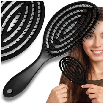 Flexibilní kartáč pro masáž a styling vlasů, jemný černý