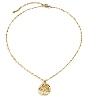 Zlatý náhrdelník, elegantní chirurgická ocel, přívěsek stromeček