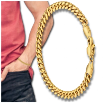 Pánský náramek z chirurgické oceli, pozlacený, masivní