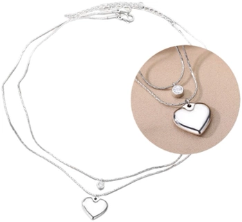 Elegantní stříbrný náhrdelník s dvojitým srdcem z chirurgické oceli