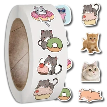 Samolepky na roli 500 ks barevné motivační DIY pro dětské kočky