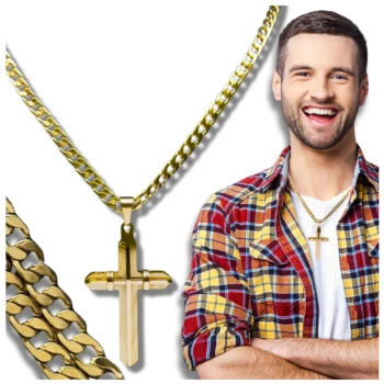 Pánský dámský náhrdelník z chirurgické oceli ve zlaté barvě