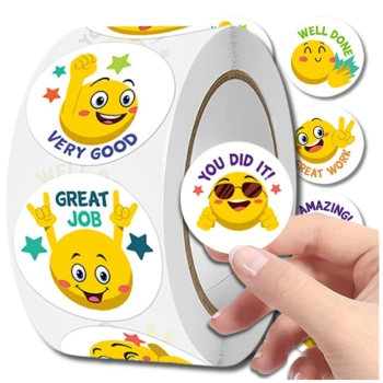 DIY motivační samolepky na roli 500 ks pro děti s emotikony