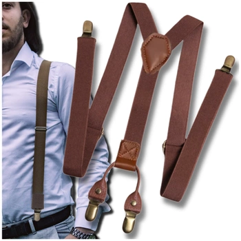 Hnědé elastické pánské šle silné ke kalhotám elegantní