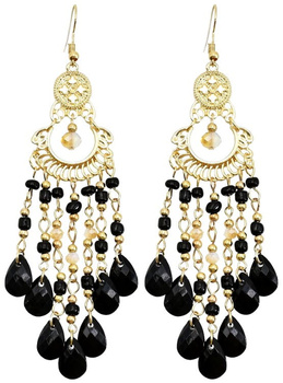 Dámské dlouhé černé orientální boho náušnice