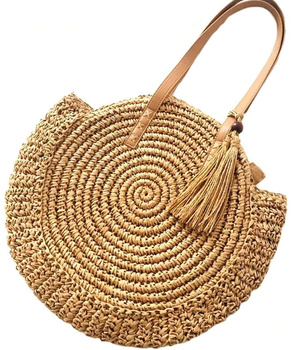 VELKÁ EKO TAŠKA KRUHÁ BOHO SHOPER SLÁMKA