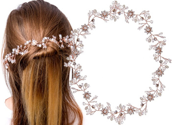 Čelenka na drátku na svatební diadém, ZLATÉ KŘIŠŤÁLOVÉ KVĚTY