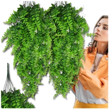Umělá kapradina sada 2 zelených květinových závěsných dekorací 82 cm