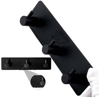 Samolepící nástěnný věšák s háčky, černý