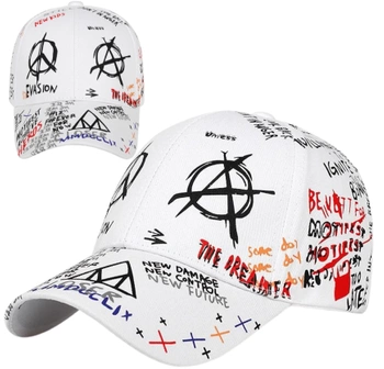Graffiti baseballová čepice se slangovými nápisy