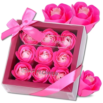 Vonné dekorativní mýdlové růže 9 ks. dárková sada růžová