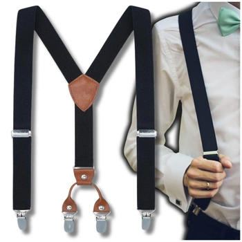 Černé elastické šle pro muže silné do kalhot elegantní