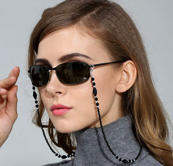 Elegantní retro černý řetízek na boho brýle