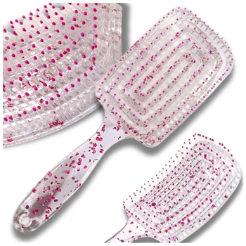 Transparentní masážní a stylingový kartáč na vlasy s ventilací