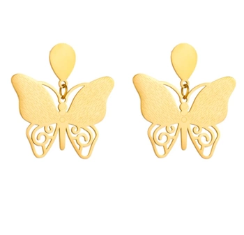 Zlaté náušnice s motýlkem z chirurgické oceli