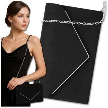 Elegantní dámská večerní kabelka přes rameno z černého semiše