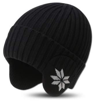 Černá čepice beanie, zimní, volnočasová, zateplená, dámská, pánská, teplá