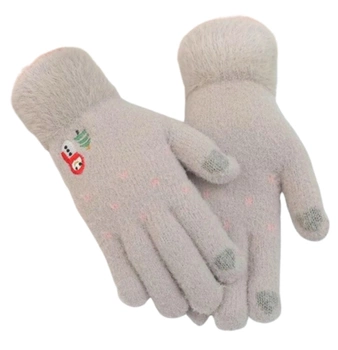 Teplé dámské zimní rukavice vyšívané vánočním vzorem