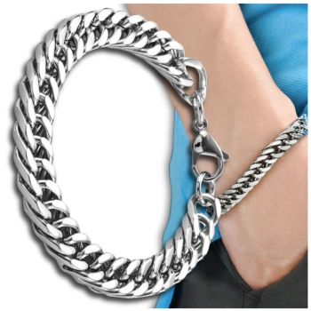 Pánský náramek, chirurgická ocel, stříbro, masivní mušle