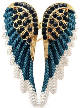 Elegantní modrá brož s křídly