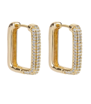 Zlaté náušnice s pozlacenými oválnými geometrickými zirkony