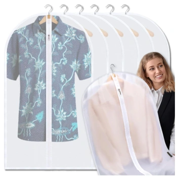 Voděodolný obal na oblečení, organizér do skříně, bílý, průsvitný, sada 5 kusů