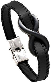 Černý kožený náramek Infinity