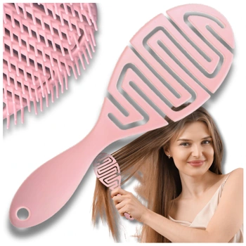 Flexibilní oválný růžový masážní a stylingový kartáč na vlasy