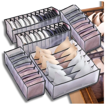 Sada organizérů do skříně, šuplíku, 5 ks, na spodní prádlo, černý organizér
