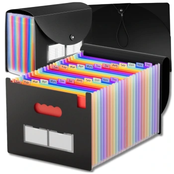 Prostorná složka A4, organizér na dokumenty, černá, aktovka, 25 přihrádek